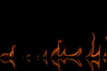 Fire flames on black