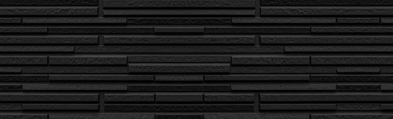 Naklejka premium Panorama of Black modern stone wall texture and background