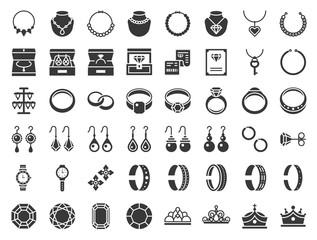 jewelry and diamond related icon, glyph style