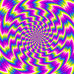 Colorful rainbow background with spirals. Spin illusion.