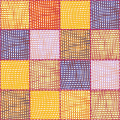 Seamless quilted pattern with grunge striped weave square elemens for plaid,carpet,tapestry,mat,linoleum