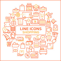 Shopping Outline Icons Set