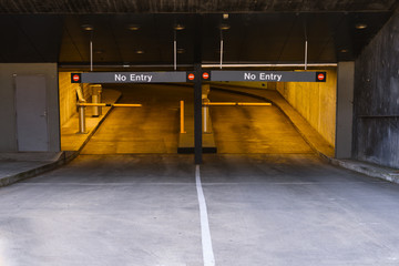 The exit of an underground car park.