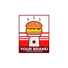 Monument food burger logo icon illustration badge sunset
