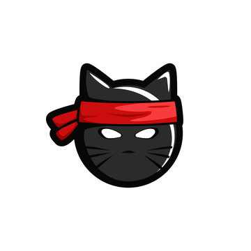Ninja cat head logo icon esport illustration sticker mask