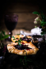 Blackberry Galette with Red Wine Sauce.style rustic