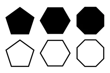 Fotobehang pentagon, hexagon, octagon icon. vector geometry pentagonal, hexagonal, octagonal polygon. five, six, eight sided polygon line © Ihor
