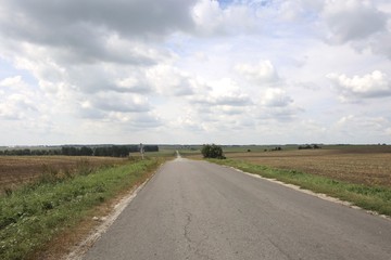 Fototapeta na wymiar Asphalt road among the fields.