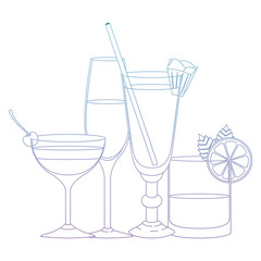 set cups cocktails icons vector illustration design