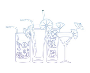 set cups cocktails icons vector illustration design