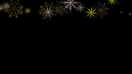 Abstract background with a variety of colorful snowflakes. Big and small.