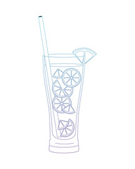 glass cocktail with fruit vector illustration design