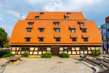 The waterfront on the river Brda with famous granaries in Bydgoszcz, Poland