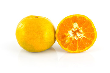 Orange fruit slice isolated on white