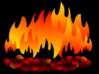 Burning coal isolated. hot Coal on black background vector eps 10