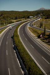 Aerial top view of road