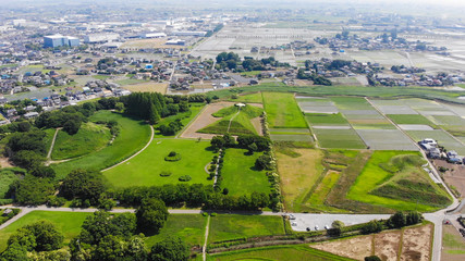 日本の古墳　埼玉古墳群　ドローン空撮写真