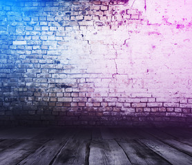 bricks room with neon lights