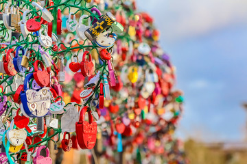 Love locks symbolizing  marriage and engagement