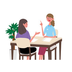 英会話　外国人と話す女性　イラスト
