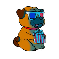 Dog watching 3d movie