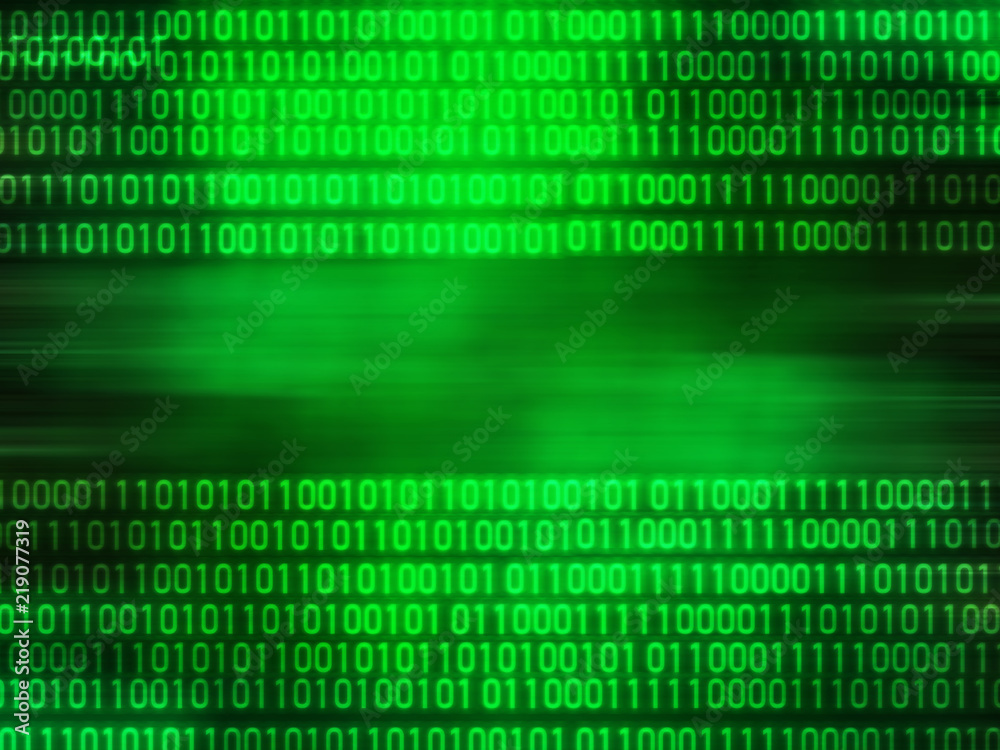 Wall mural Binary number System, computer code. Abstract technology Green background. image illustration.          