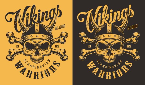 T-shirt print with viking head