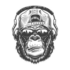 Gorilla head in monochrome style © DGIM studio