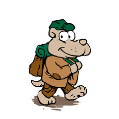  Funny dog hiker . illustration