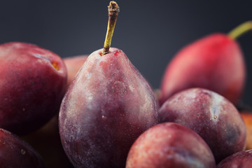 Plims on dark background, close up