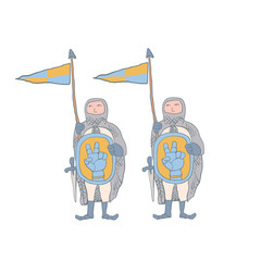 Knights in armour with shield and sword.vector illustration.