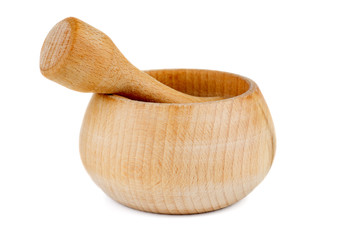 Wooden mortar with pestle
