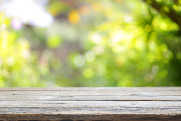 Naklejka na ściany i meble Outdoor Wooden table view