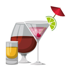 set cups cocktails icons vector illustration design