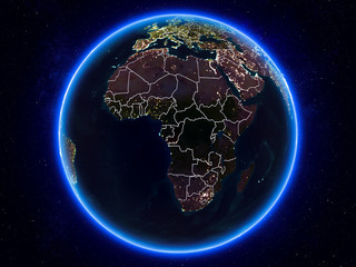 Congo on Earth from space at night