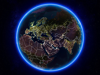 Armenia on Earth from space at night