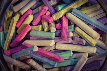 Education theme, colorful crayons for school