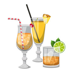 set cups cocktails icons vector illustration design