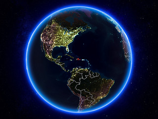 Dominican Republic on Earth from space at night