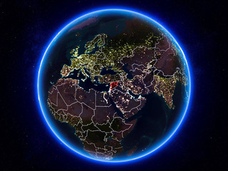 Syria on Earth from space at night