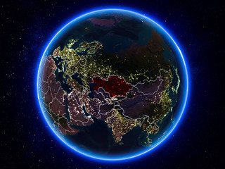 Kazakhstan on Earth from space at night