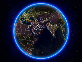 Obraz na płótnie Canvas Oman on Earth from space at night