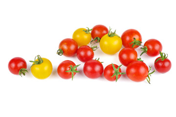 Cherry tomatoes on white background