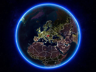 Hungary on Earth from space at night