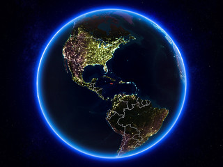 Jamaica on Earth from space at night