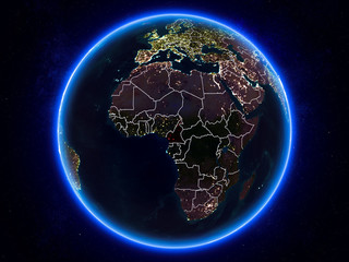 Cameroon on Earth from space at night