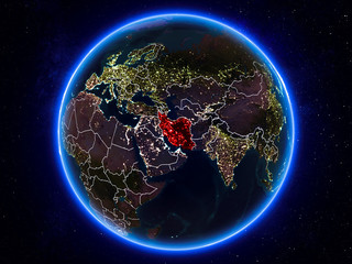 Iran on Earth from space at night