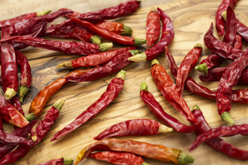 まな板の上の赤唐辛子