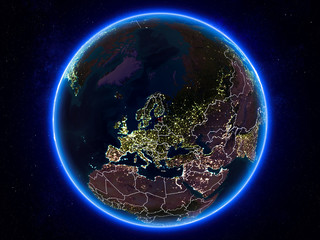 Estonia on Earth from space at night