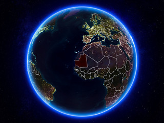Mauritania on Earth from space at night
